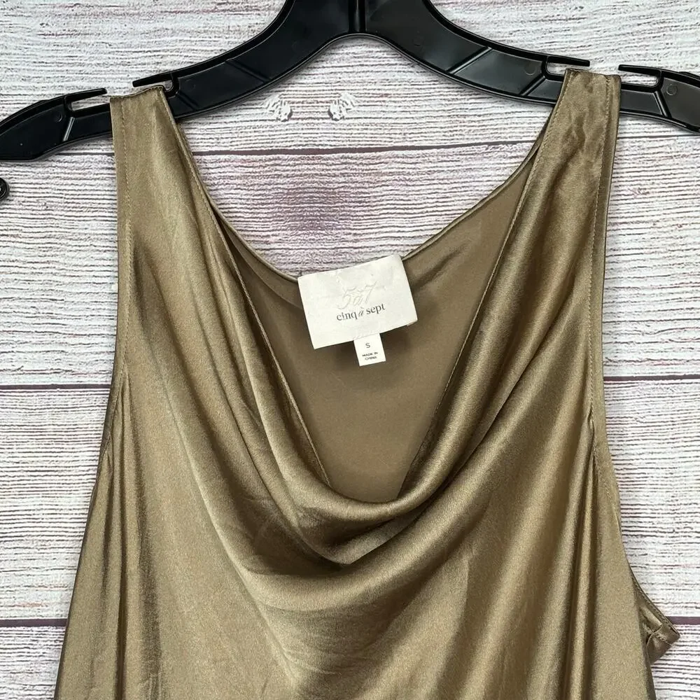 Cinq a Sept Sakura Bronze Cowl Draped Slinky 100% Silk Trendy Top Size Small - Picture 7 of 10